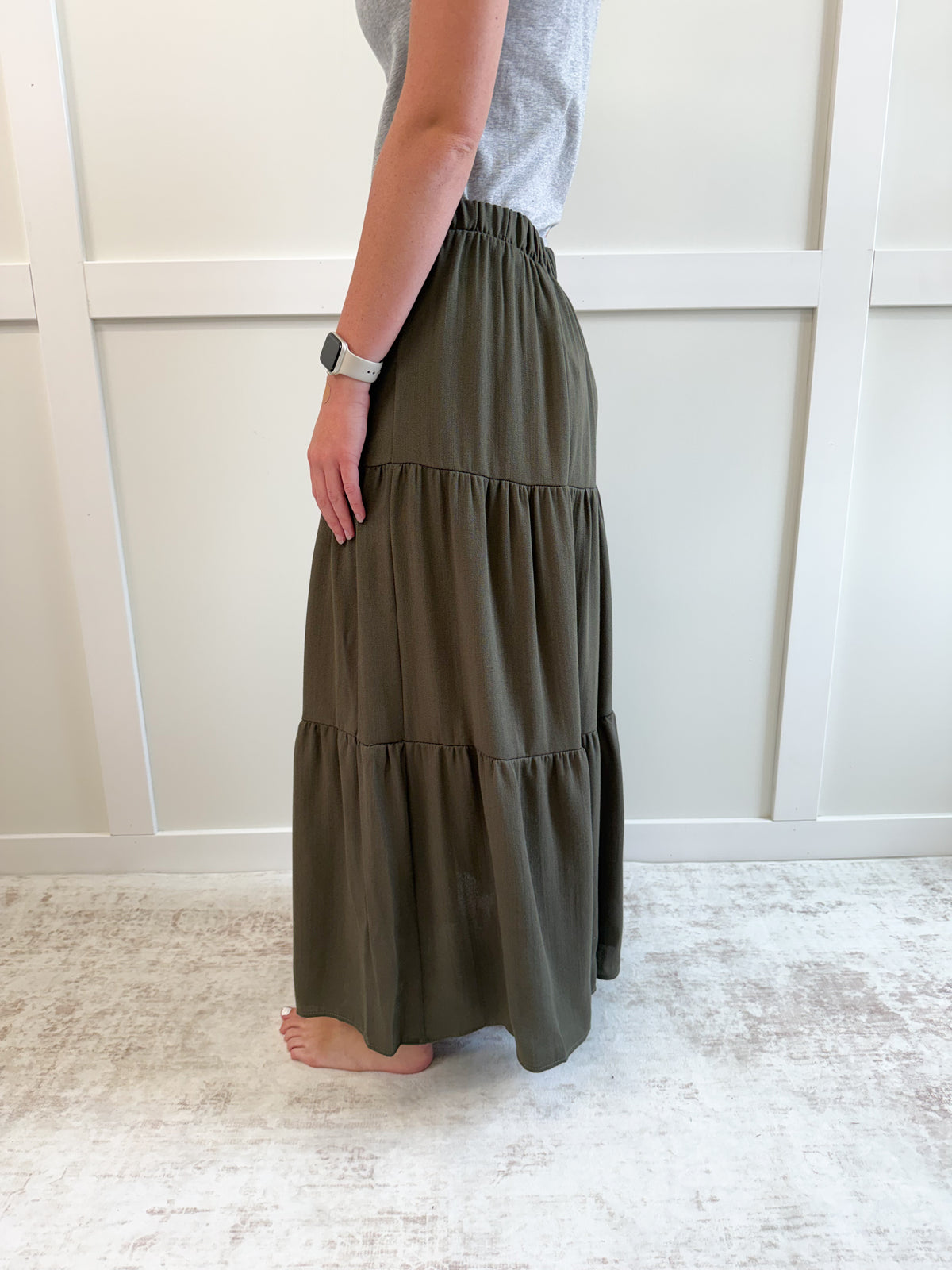 Jackie Solid Tiered Maxi Skirt