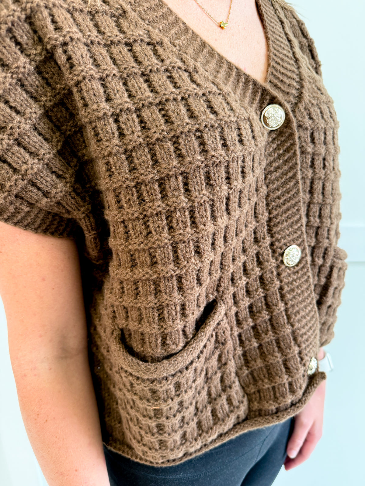 Blair Waffle Texture Crop Cardigan