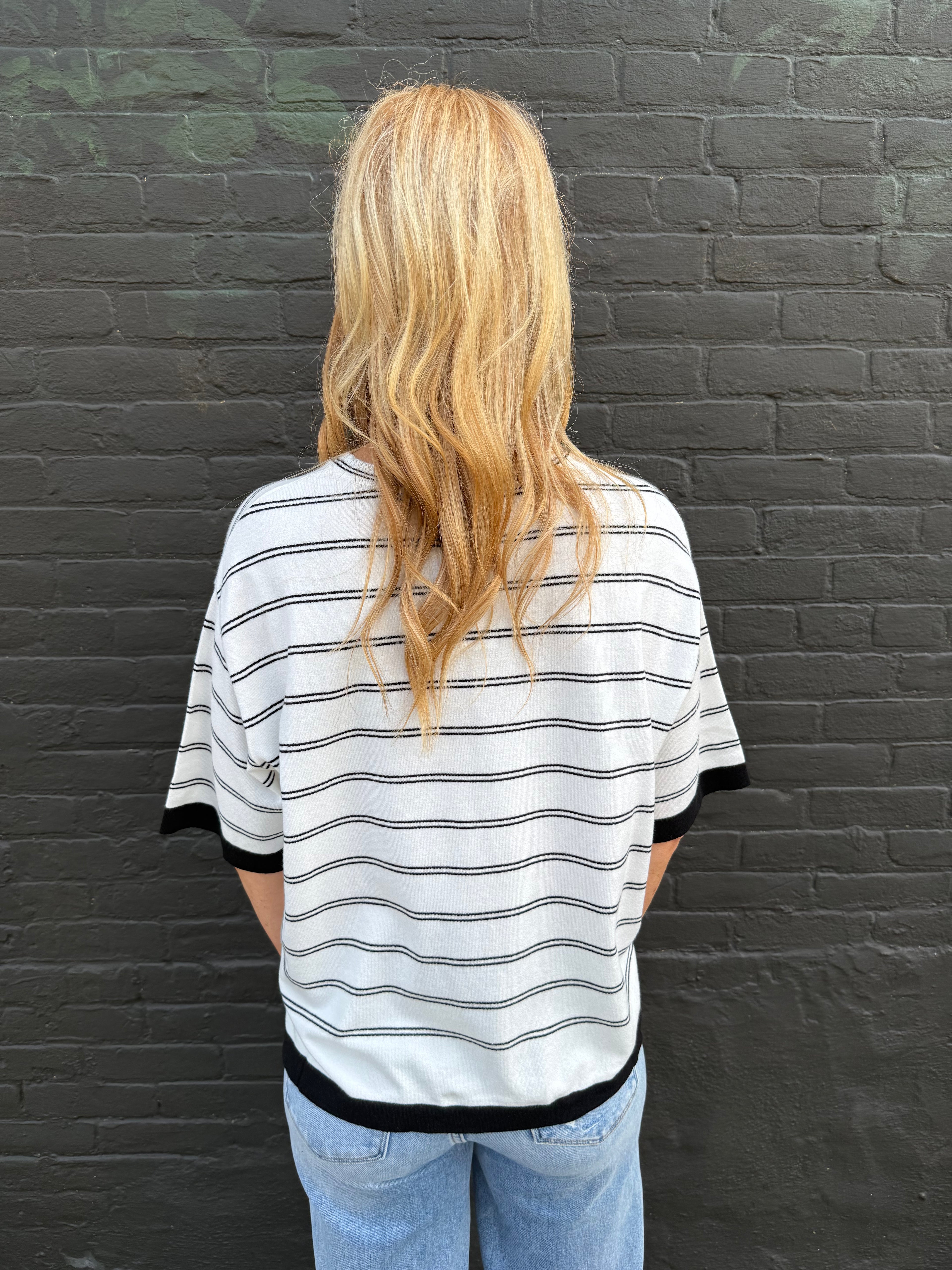 Mara Stripe Short Sleeve Sweater