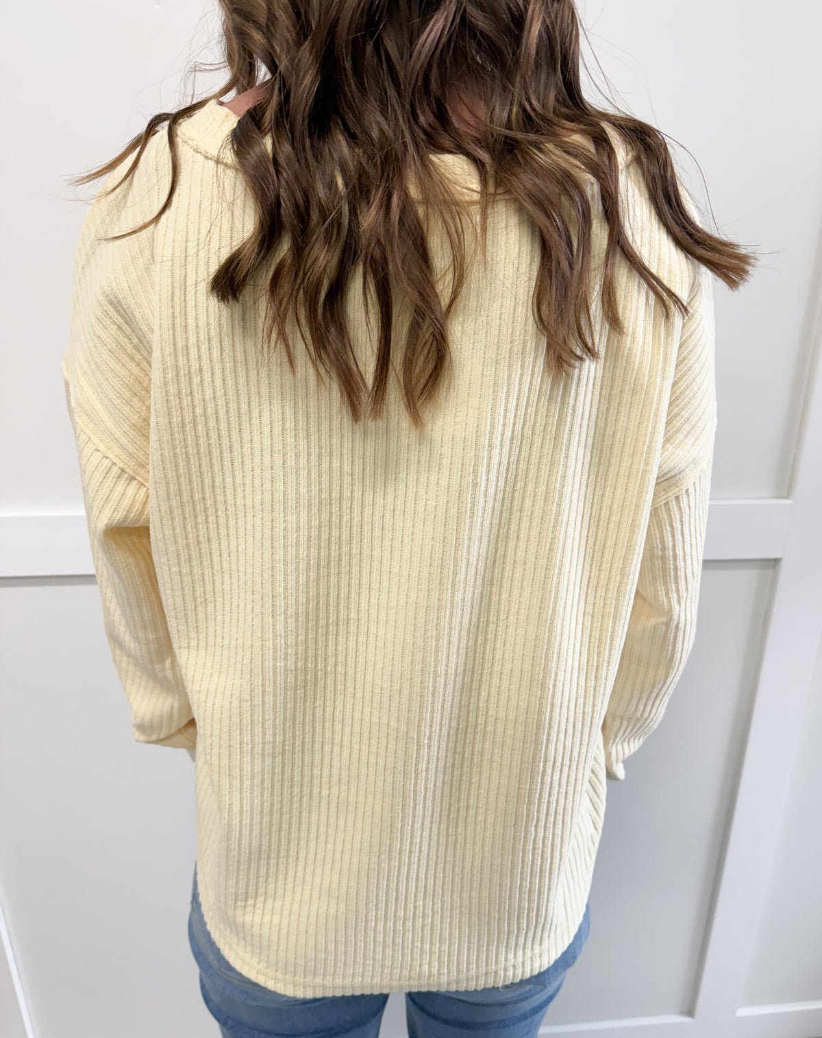 Tracy Ribbed Henley Exposed Seam Knit Top