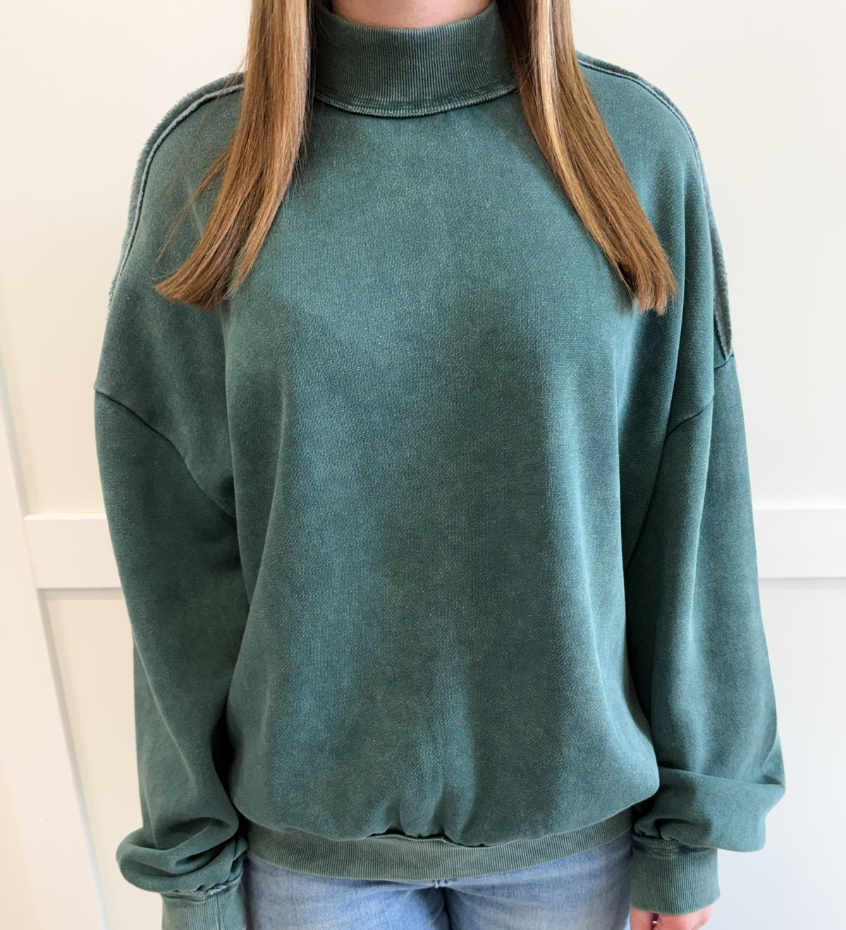 Julia Acid Washed Mock Neck Sweatshirt
