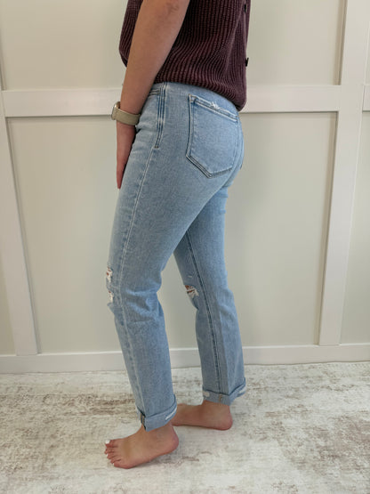 Kylee HR Cuffed Crop Straight- 27" inseam