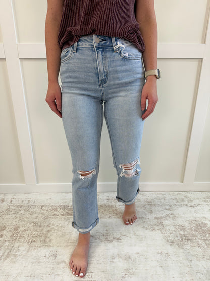 Kylee HR Cuffed Crop Straight- 27" inseam