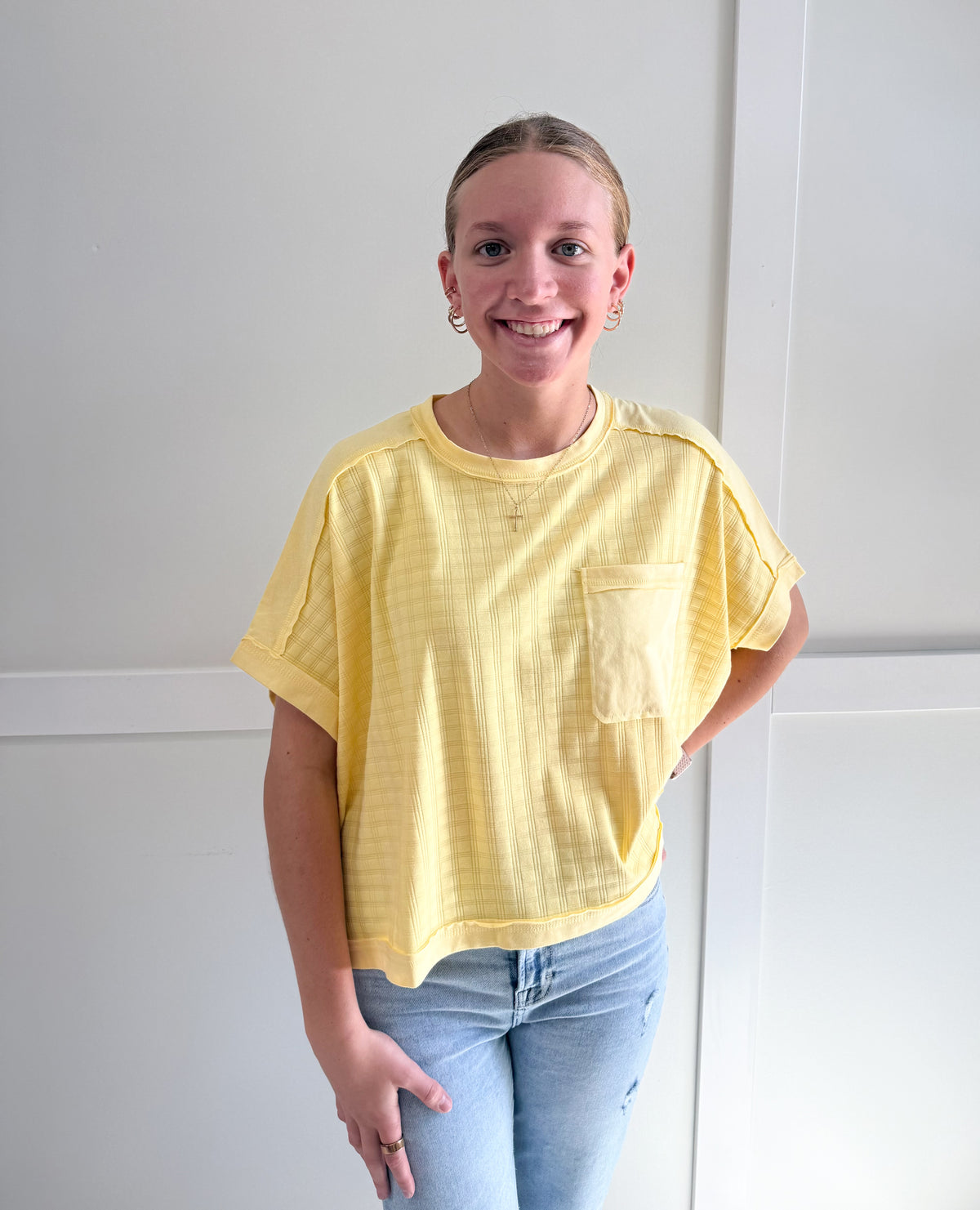 Liv Doman Sleeve Textured Knit Top