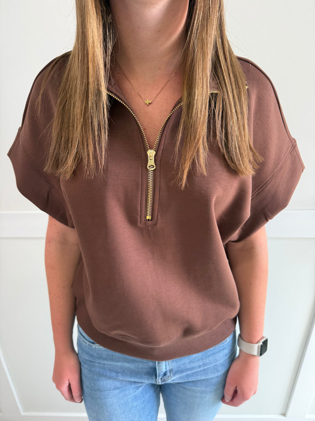 Olivia Scuba High Neck Half Zip Pullover