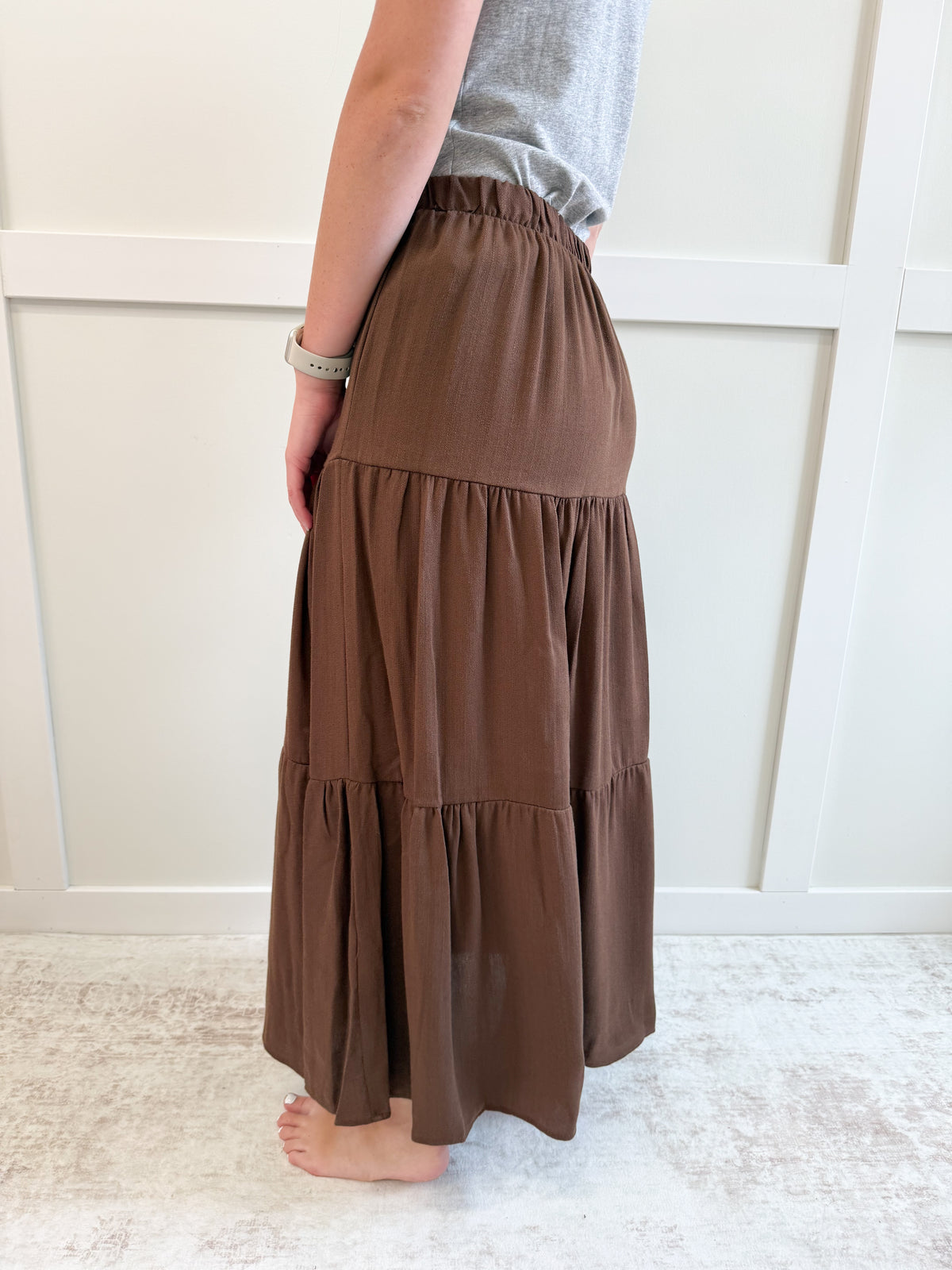 Jackie Solid Tiered Maxi Skirt