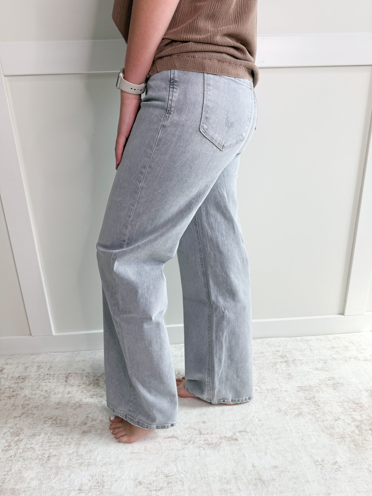 Ashlyn HR Lt Grey Wide Leg-32" inseam