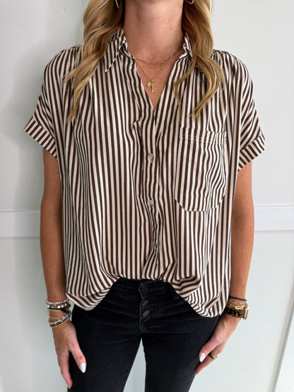 Camila Collared Roll Up Sleeve Button Down Shirt