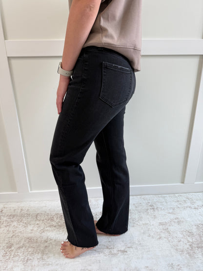 Kaden HR Black Slim Wide Leg Jean