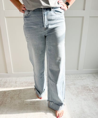 Meg Super HR Cuffed Wide Leg Jeans