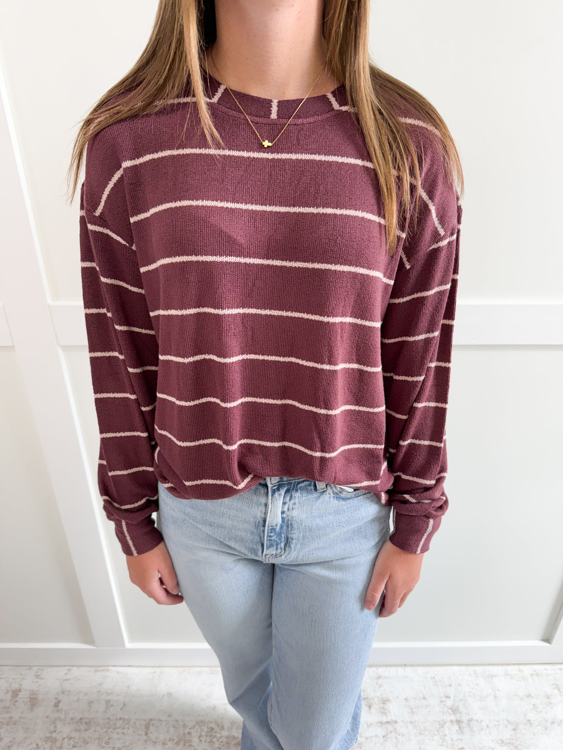 Sophia Stripe Long Sleeve Relaxed Knit Top