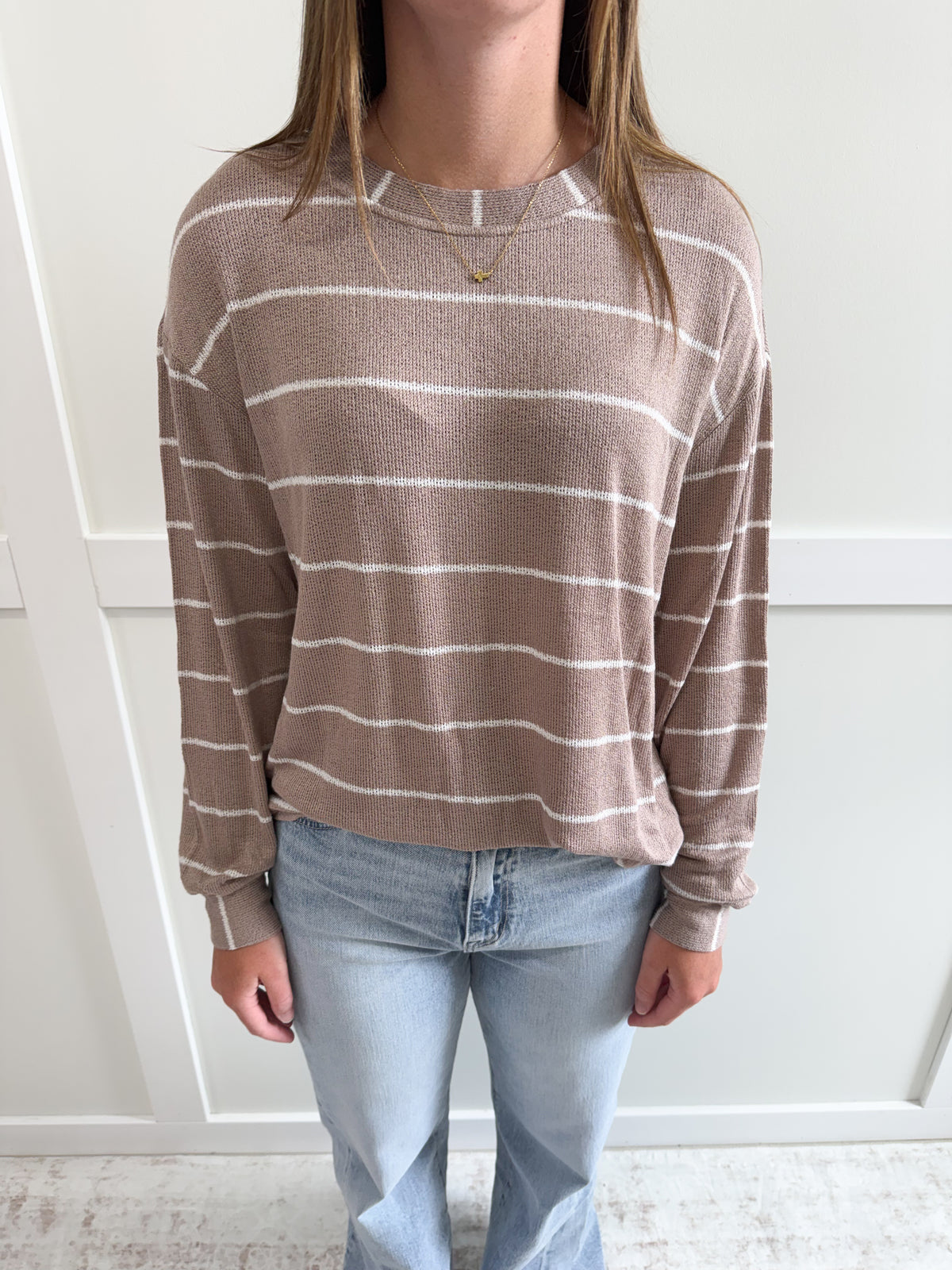 Sophia Stripe Long Sleeve Relaxed Knit Top