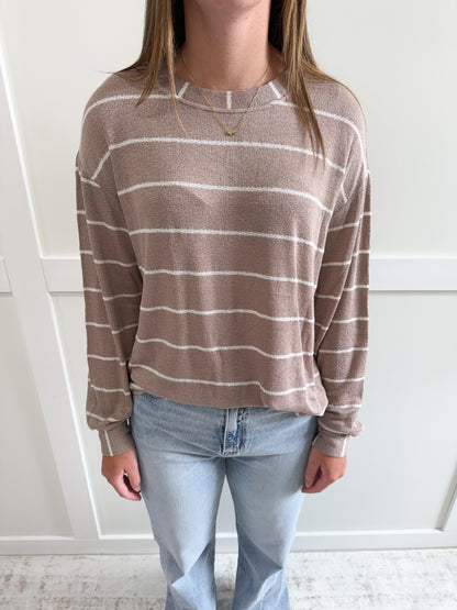 Sophia Stripe Long Sleeve Relaxed Knit Top