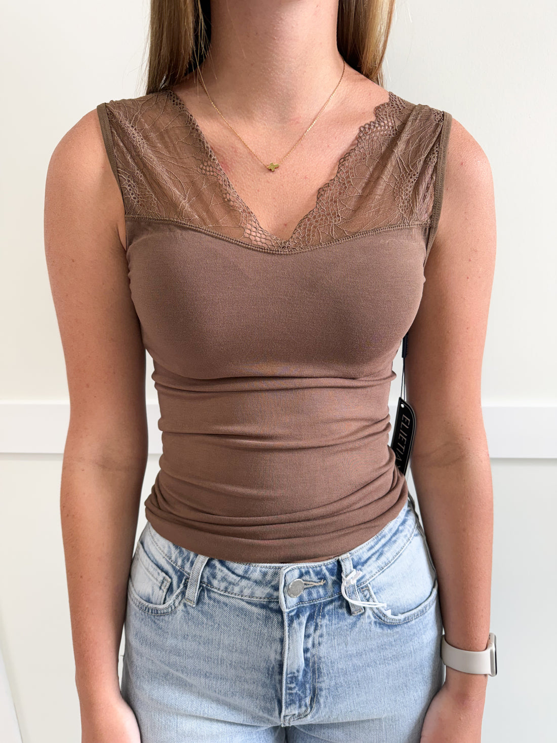 Reversible Lace Inset Tank- One Size