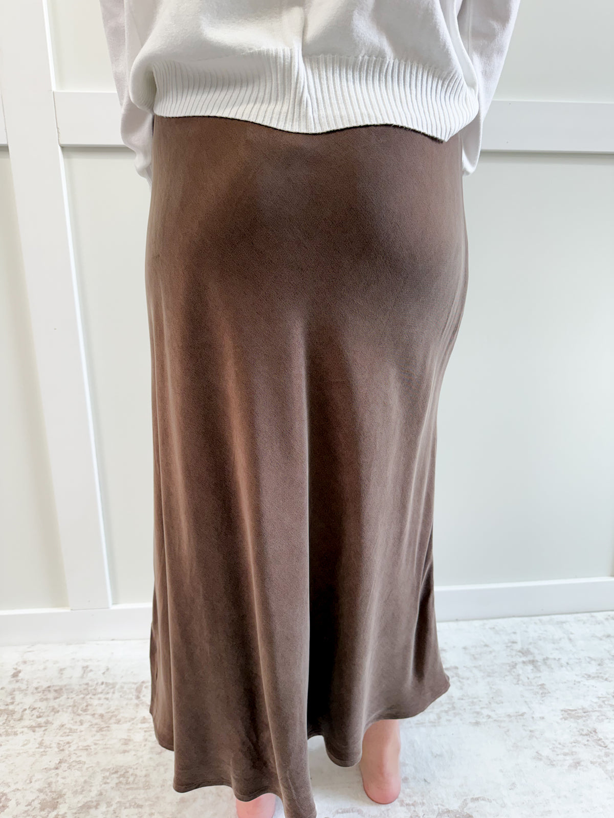 Nyla Silky Suede Midi Skirt