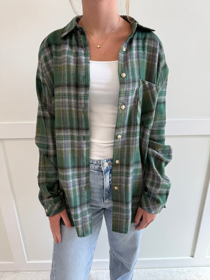 Nyra Green Plaid Flannel Shirt