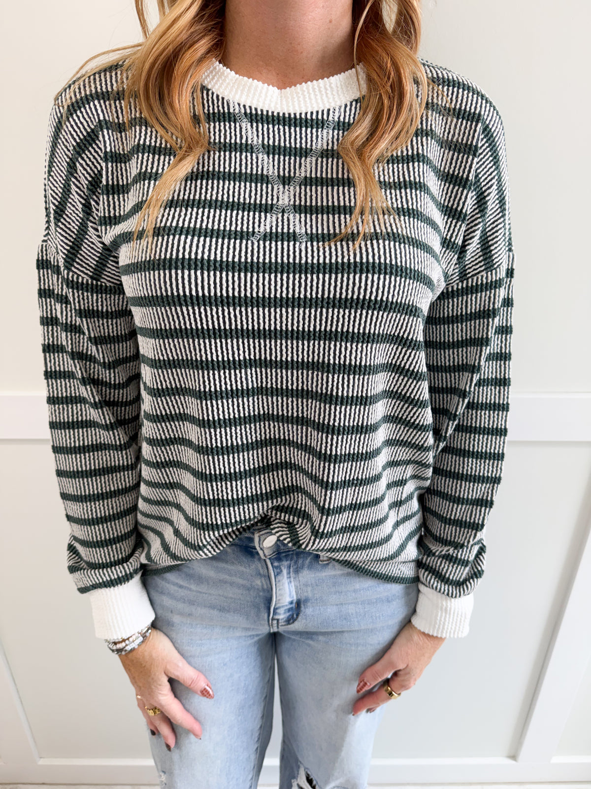 Kylee Striped Round Neck Pullover