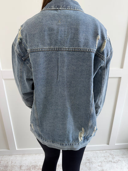 Lori Distressed Classic Denim Jacket