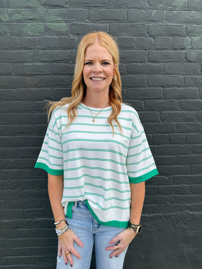 Mara Stripe Short Sleeve Sweater