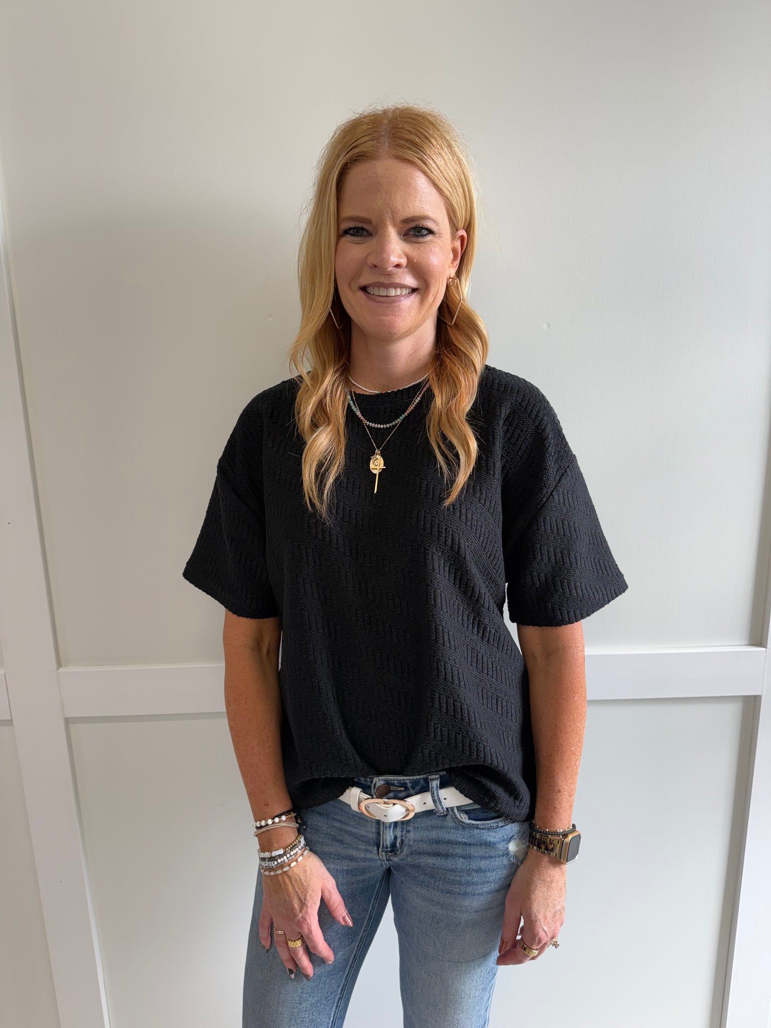 Nikki Textured Short Sleeve Top