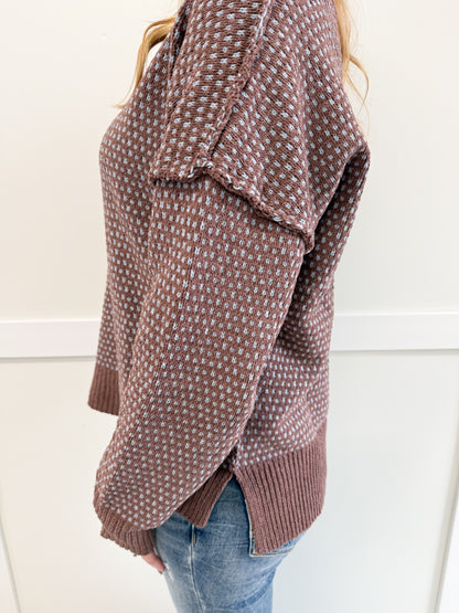 Ginny Contrast Stitch V-Neck Sweater