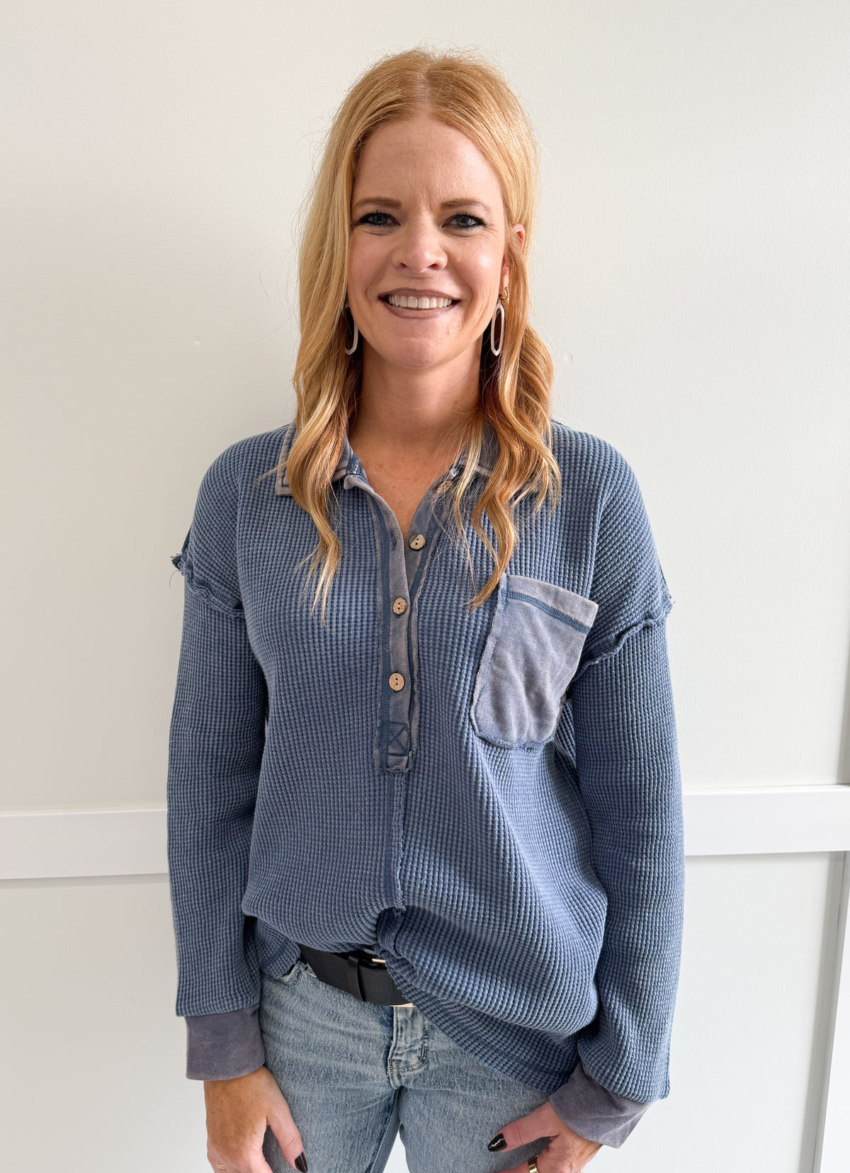 Taylor Vintage Waffle Henley Pullover