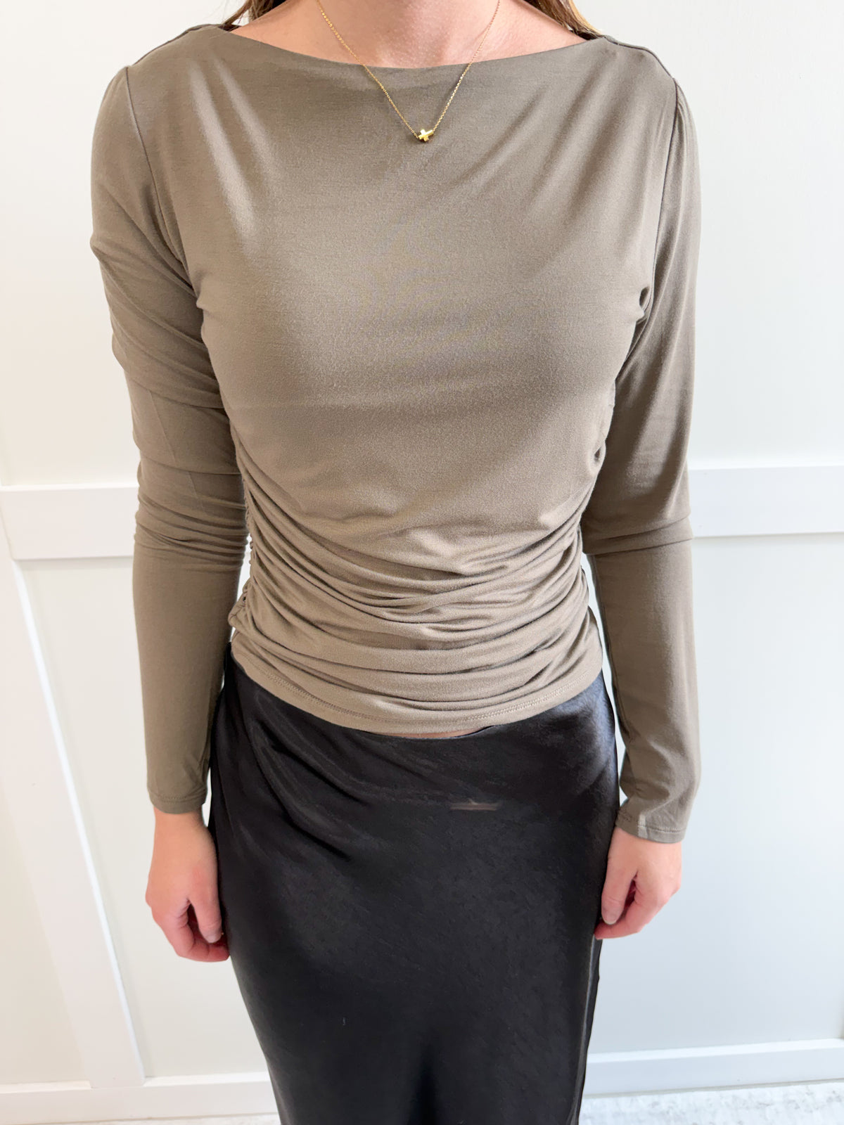 Kendall Boat Neck Side Ruched Top