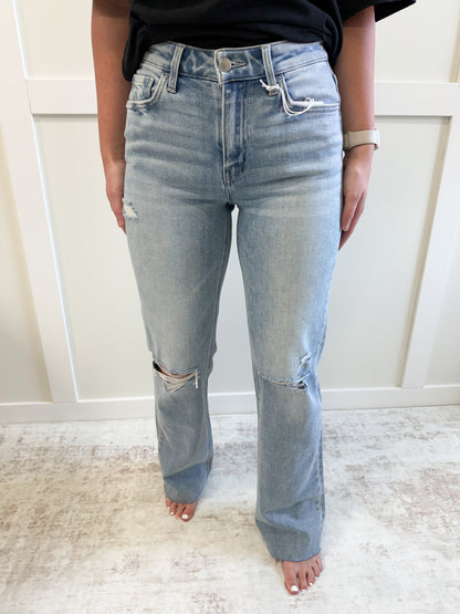 Remi High Rise Distressed Slim Wide-32" Inseam