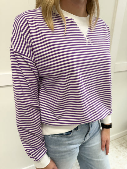 Greta Striped Rib Banded Top