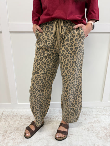 Paige Leopard Drawstring Barrel Pants