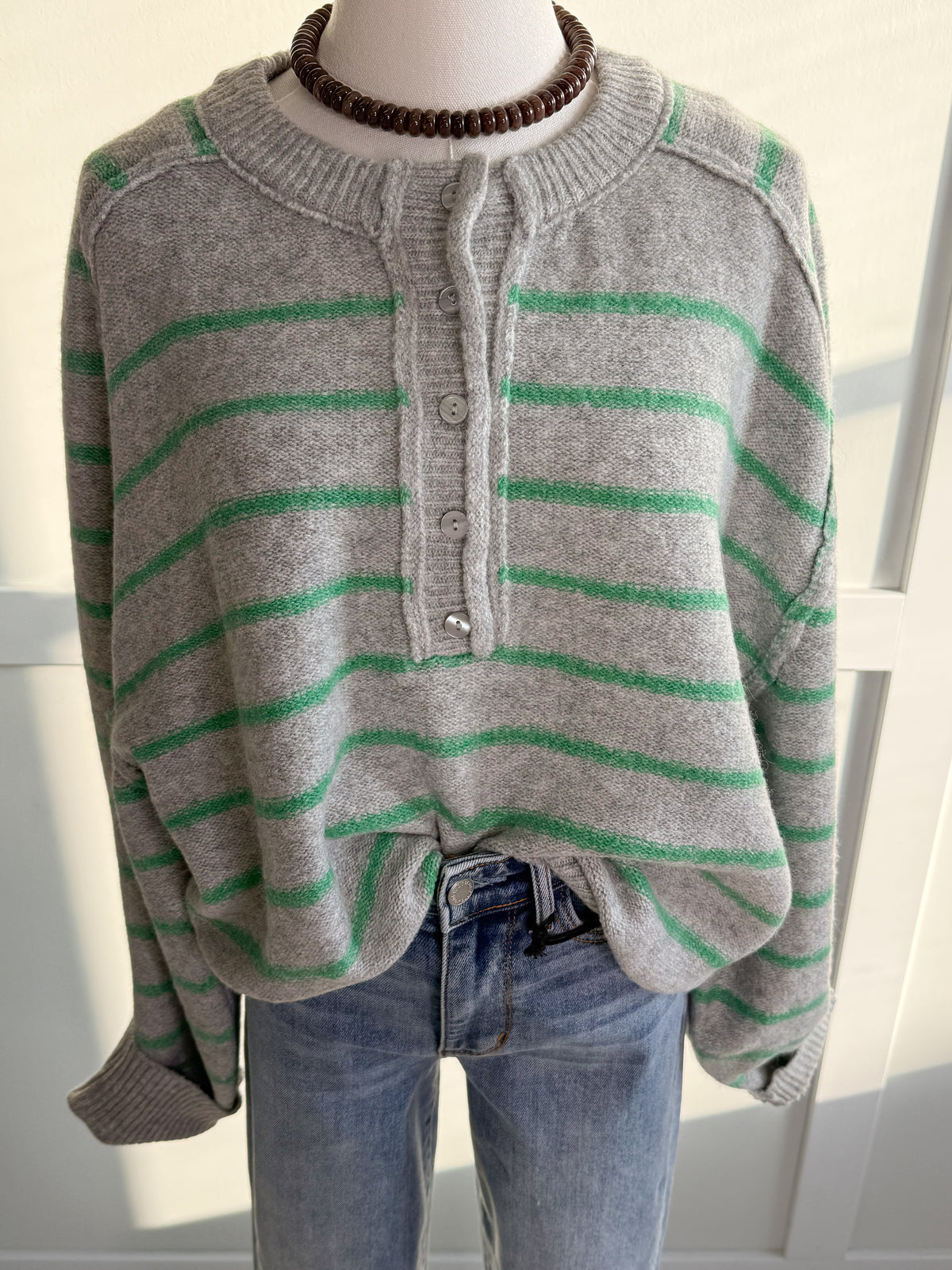 Elizabeth Stripe Henley Sweater