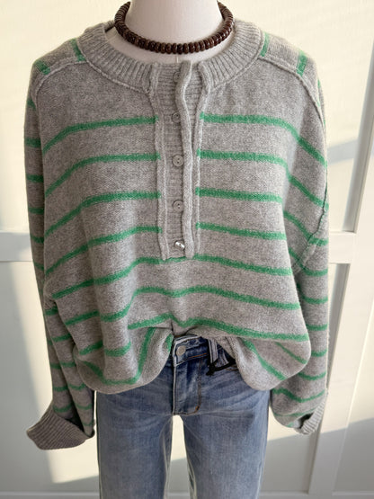 Elizabeth Stripe Henley Sweater