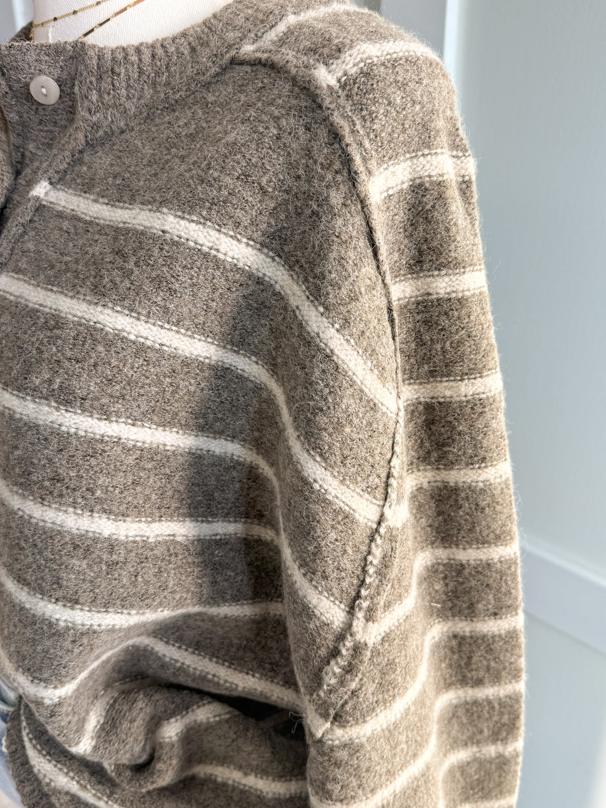 Elizabeth Stripe Henley Sweater