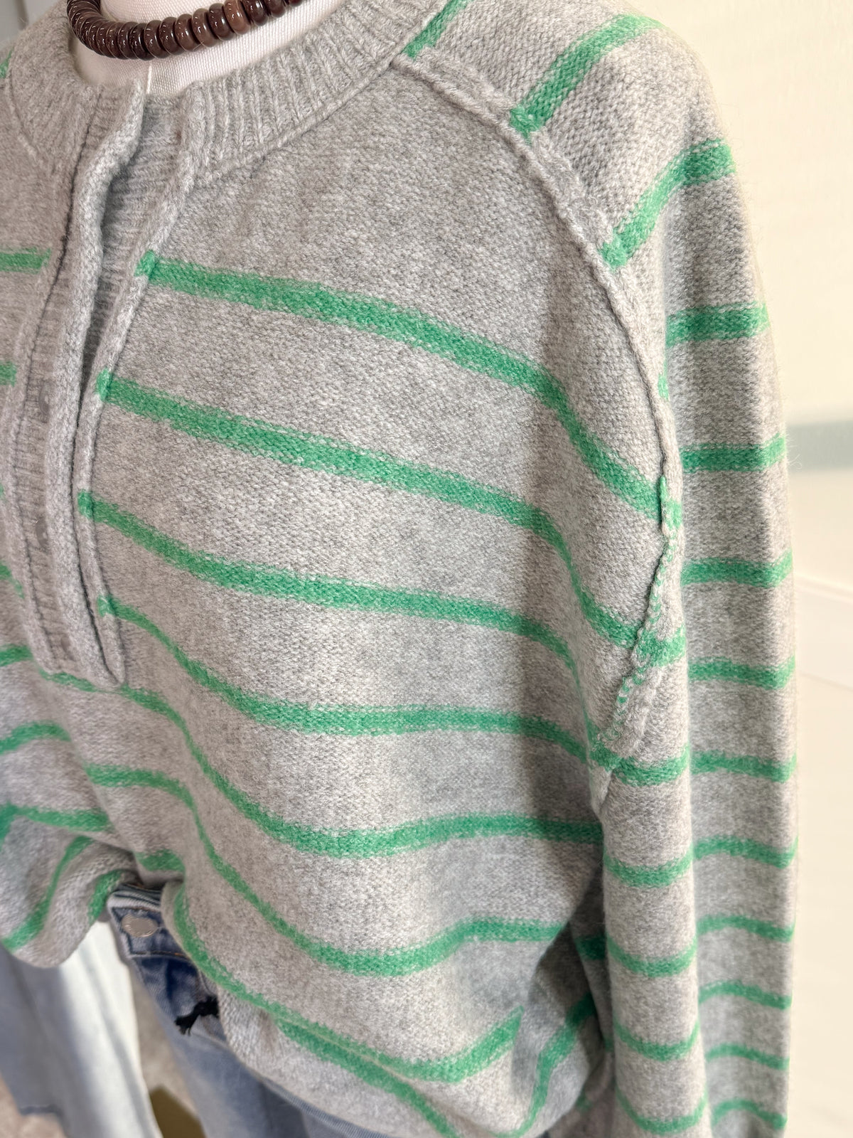 Elizabeth Stripe Henley Sweater