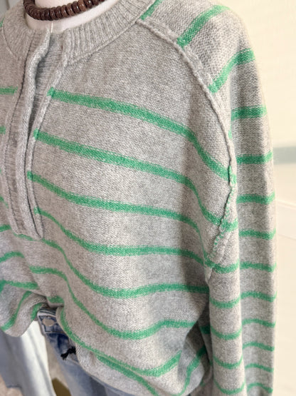 Elizabeth Stripe Henley Sweater