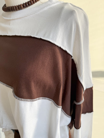 Ava Oversized Color Block Long Sleeve Top