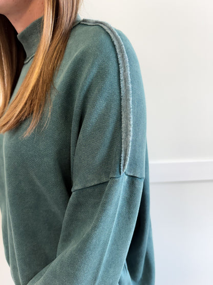 Julia Acid Washed Mock Neck Sweatshirt