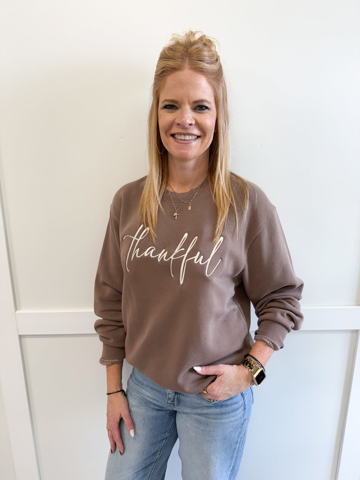 Thankful Embroidered Sweatshirt