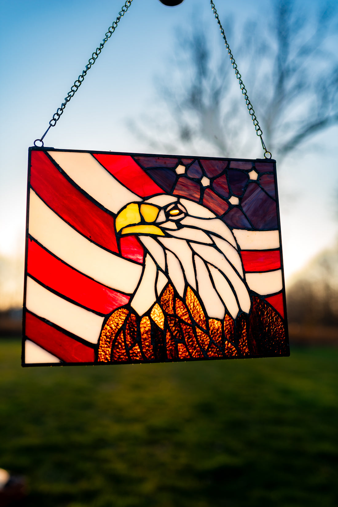 American Eagle Stained Glass Window Panel