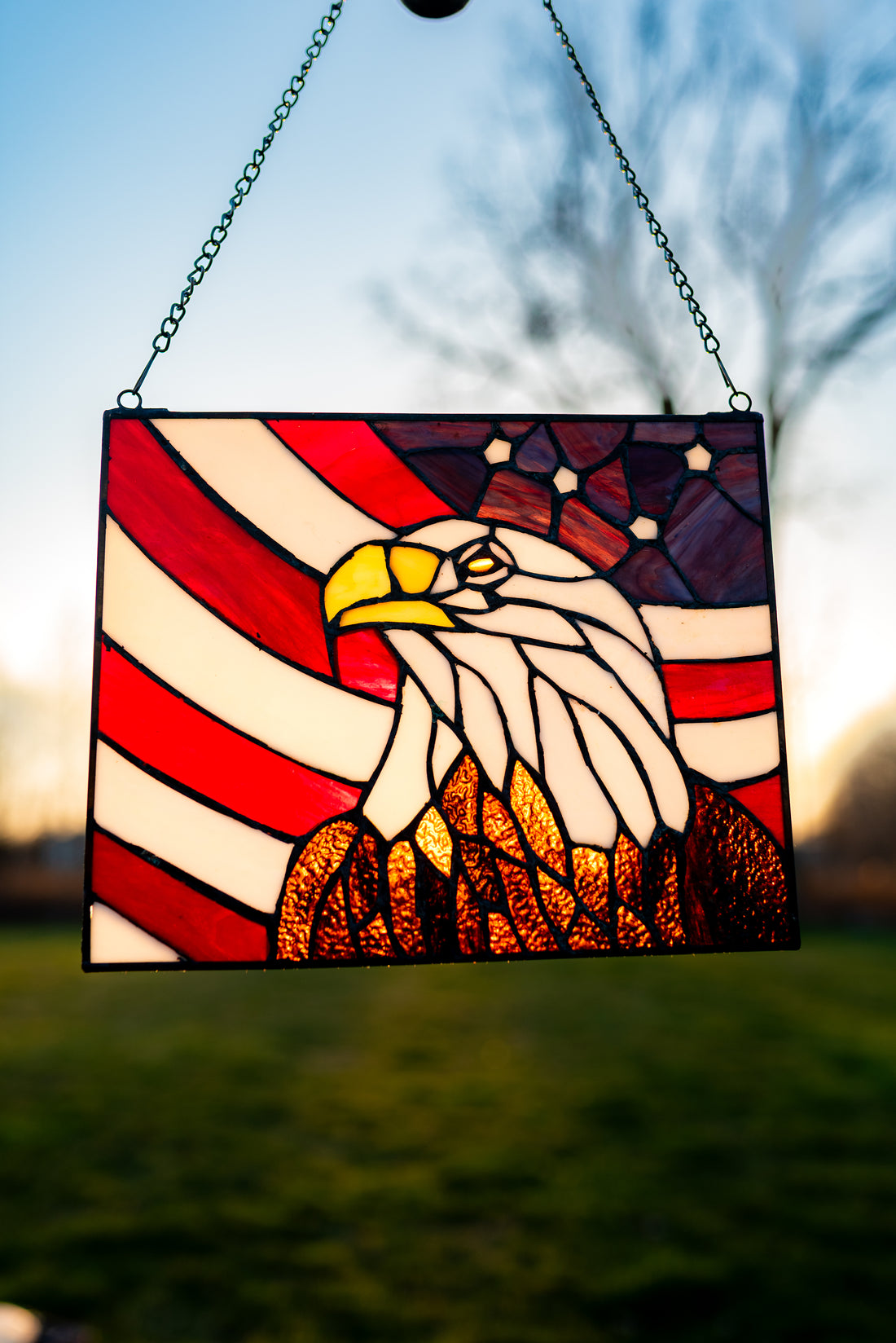 American Eagle Stained Glass Window Panel